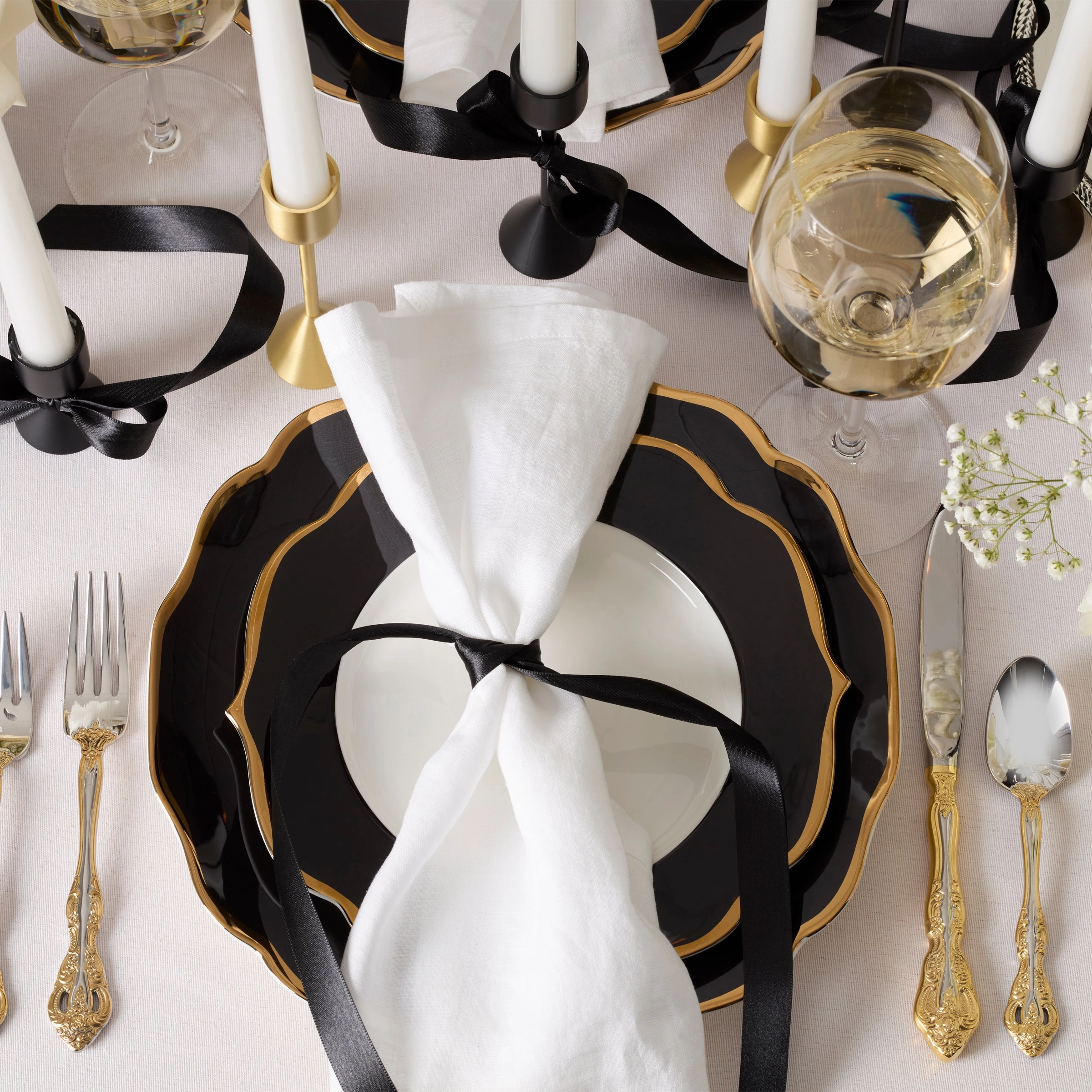 Contempo Luxe Black Dinner Plates - Set of 4