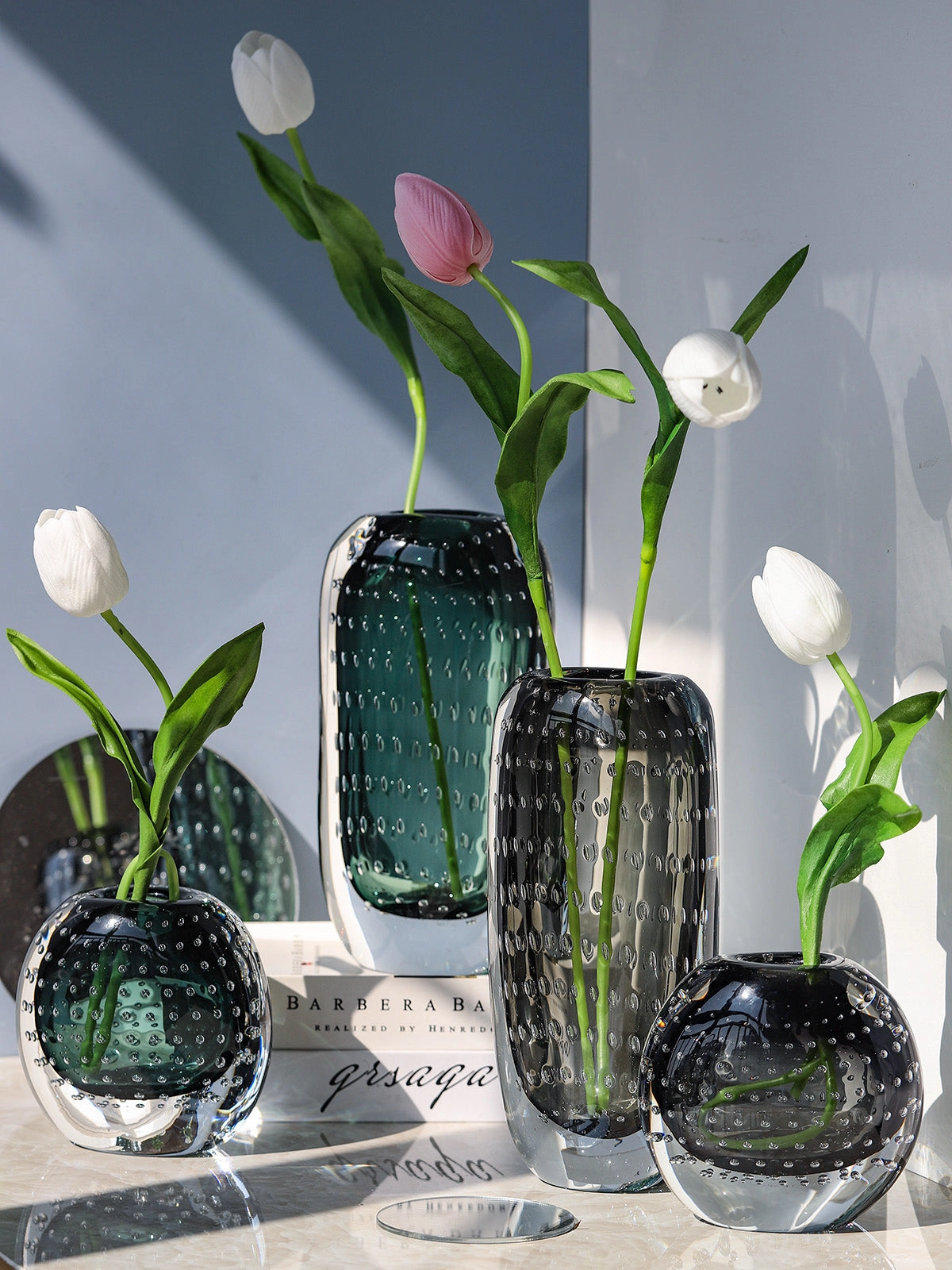 Controlled Bubble Art Glass Vase