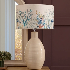 Coral Reef Eva & Epona Complete Table Lamp Cream/Cobaltreplacement lampshade,White Linen Drum Lampshade for Table or Floor Lamp