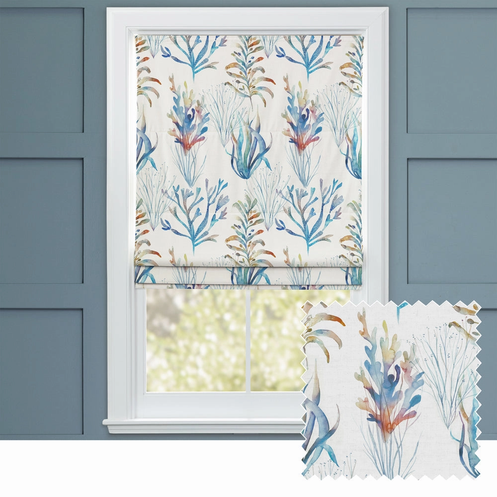 Coral Reef Printed Cotton Made to Measure Roman Blinds Cobaltbedding sets ,throw blankets 