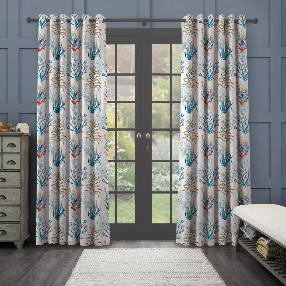 Coral Reef Printed Made to Measure Curtains Cobalt