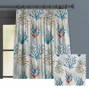 Coral Reef Printed Made to Measure Curtains Cobaltbedding sets ,throw blankets 