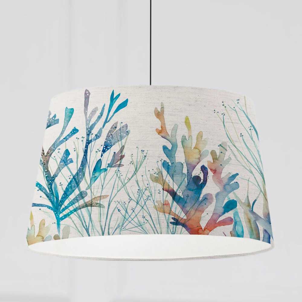 Coral Reef Quintus Taper Lamp Shade Cobaltreplacement lampshade,White Linen Drum Lampshade for Table or Floor Lamp