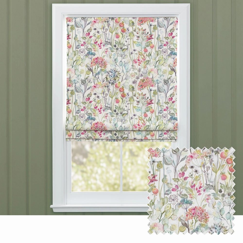 Country Hedgerow Printed Cotton Made to Measure Roman Blinds Coral/Creambedding sets ,throw blankets 