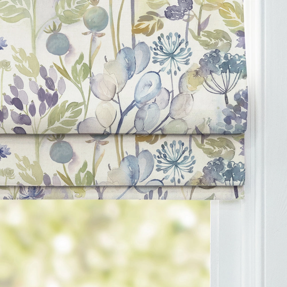 Country Hedgerow Printed Cotton Made to Measure Roman Blinds Sky/Cream