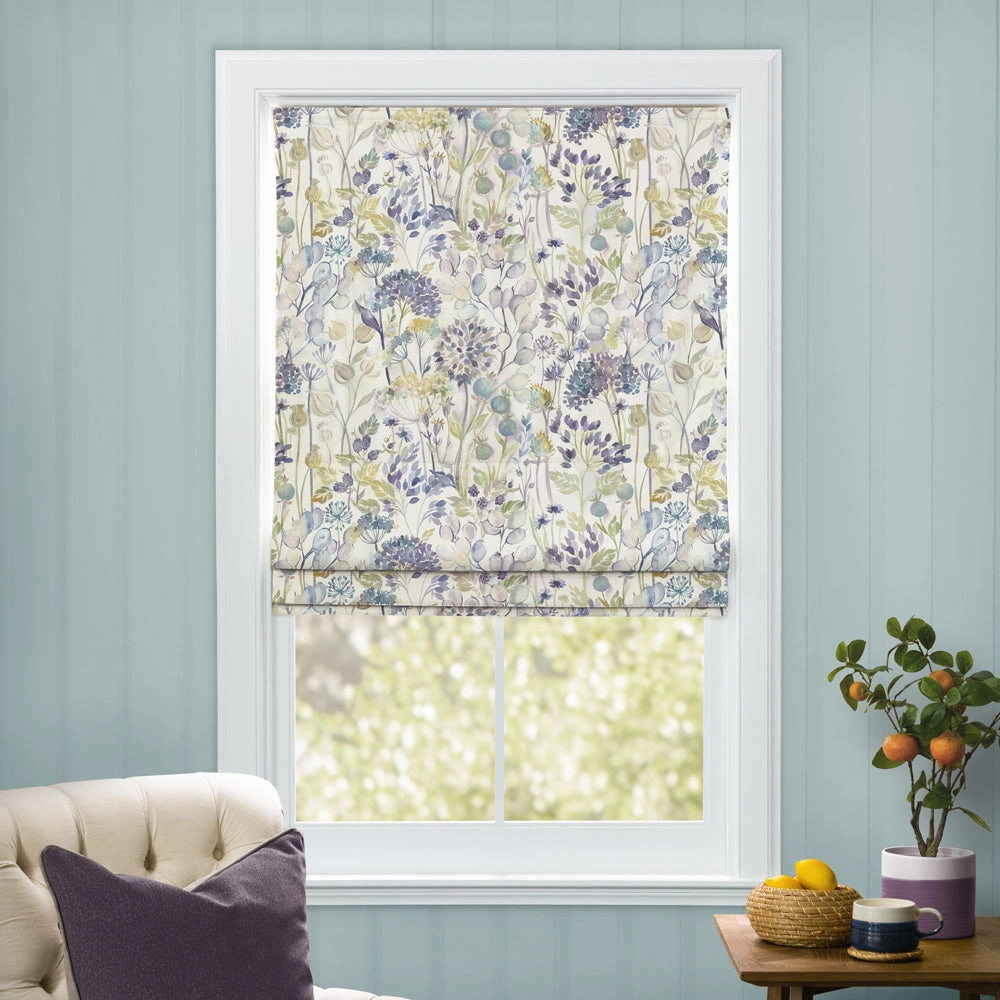 Country Hedgerow Printed Cotton Made to Measure Roman Blinds Sky/Cream