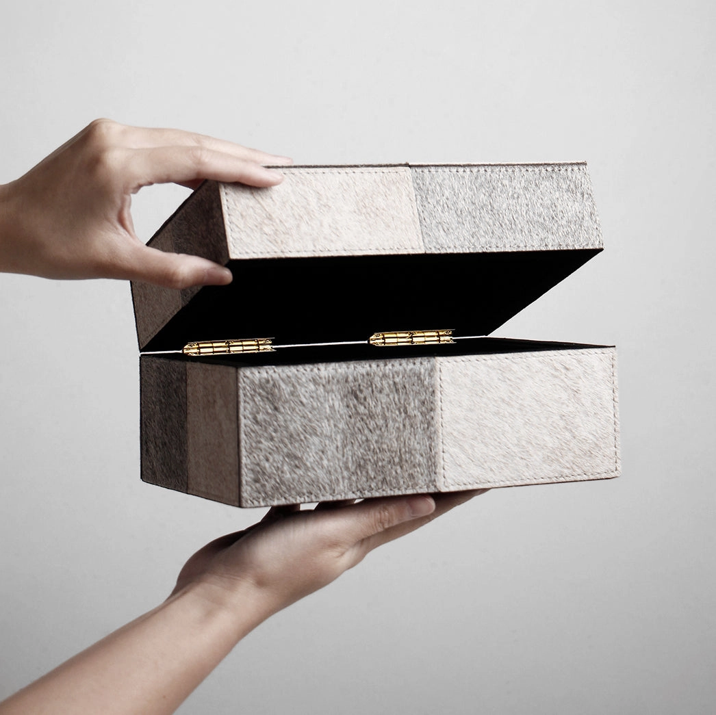 Cowhide Grey Jewellery Box