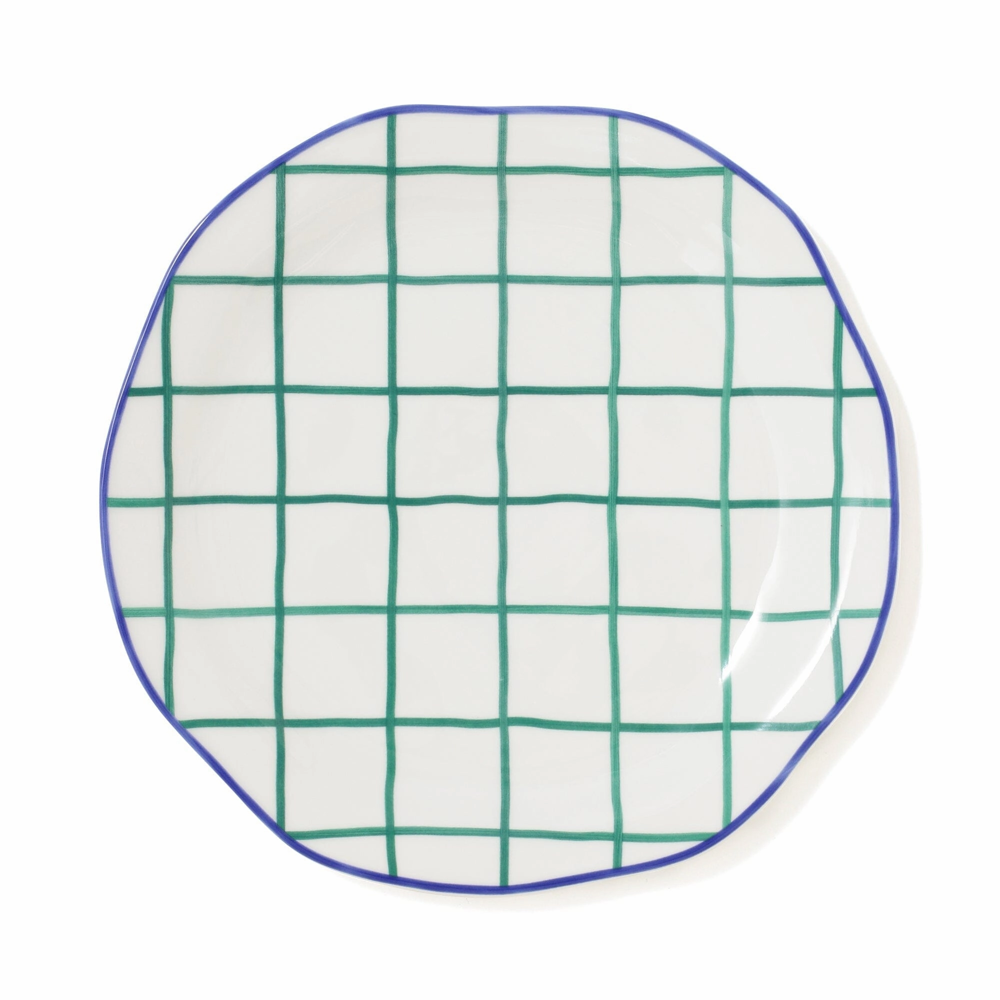 Craft Touch Plate Windowpane Large Greenhand-painted ceramic bowl