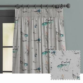 Cranes Printed Made to Measure Curtains Cobaltbedding sets ,throw blankets 