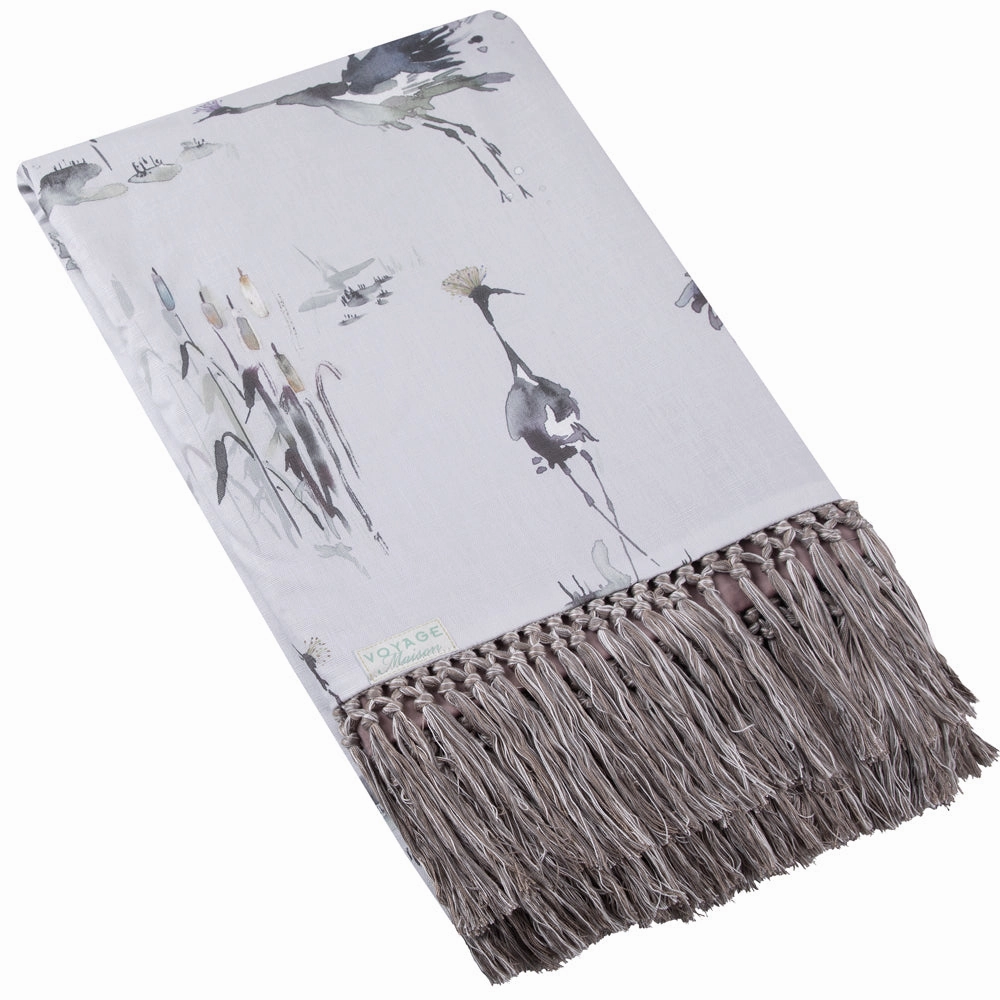 Cranes Printed Throw Ironstone