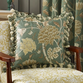 Cray Tasselled Velvet Cushion Sage/Sunflowerhome decor ,wall decor 