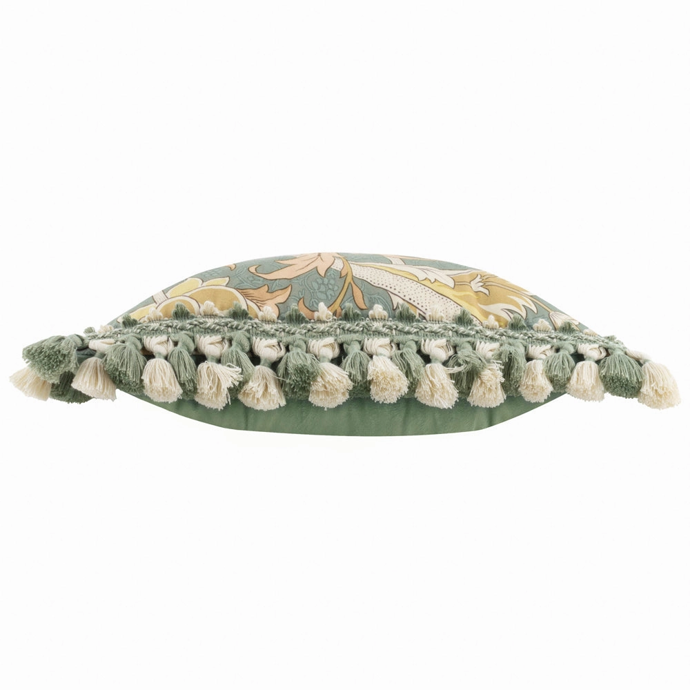 Cray Tasselled Velvet Cushion Sage/Sunflower