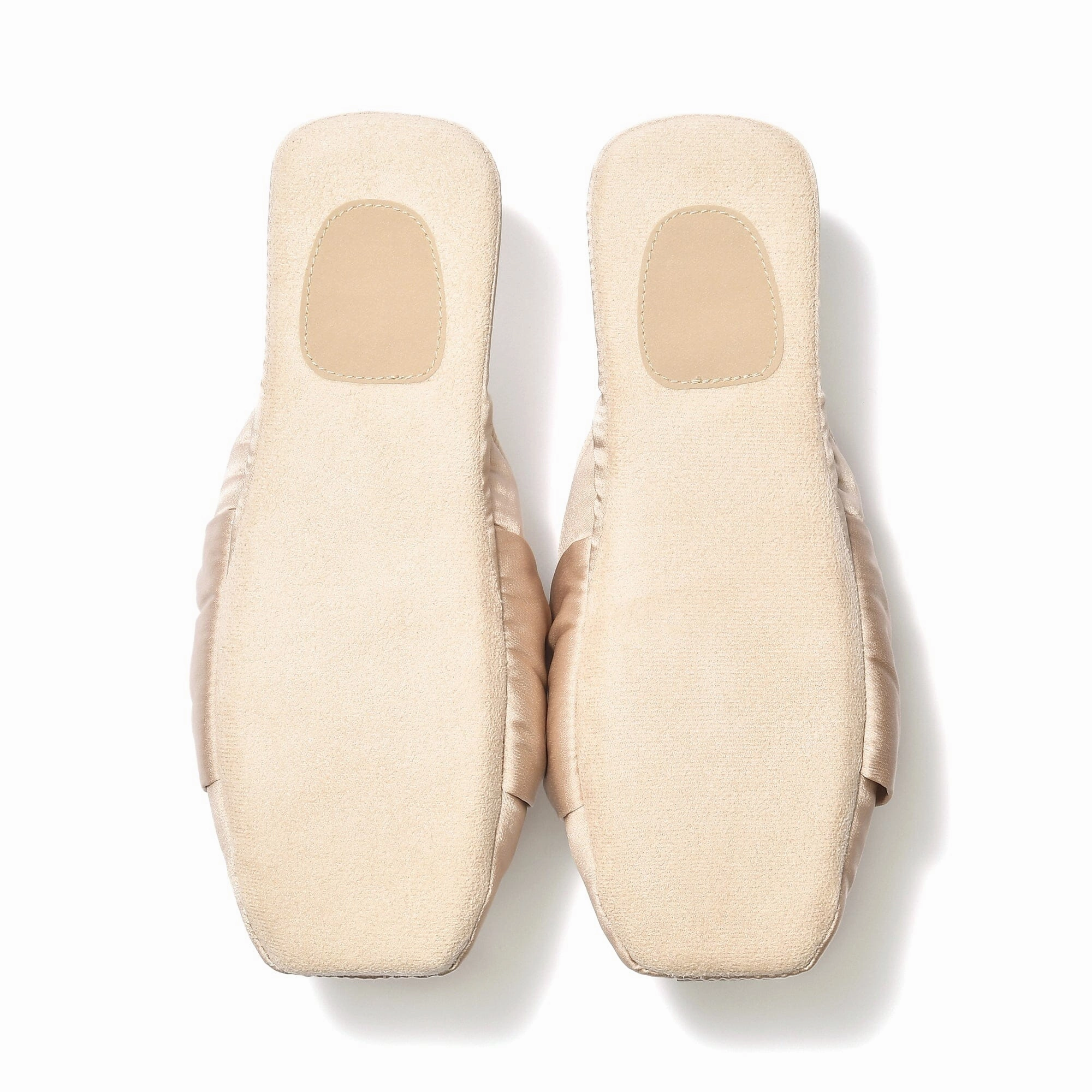 Crushed Velor X Satin Room Shoes Beige
