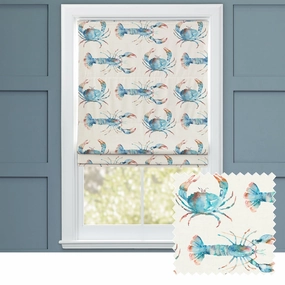 Crustaceans Printed Cotton Made to Measure Roman Blinds Cobaltbedding sets ,throw blankets 