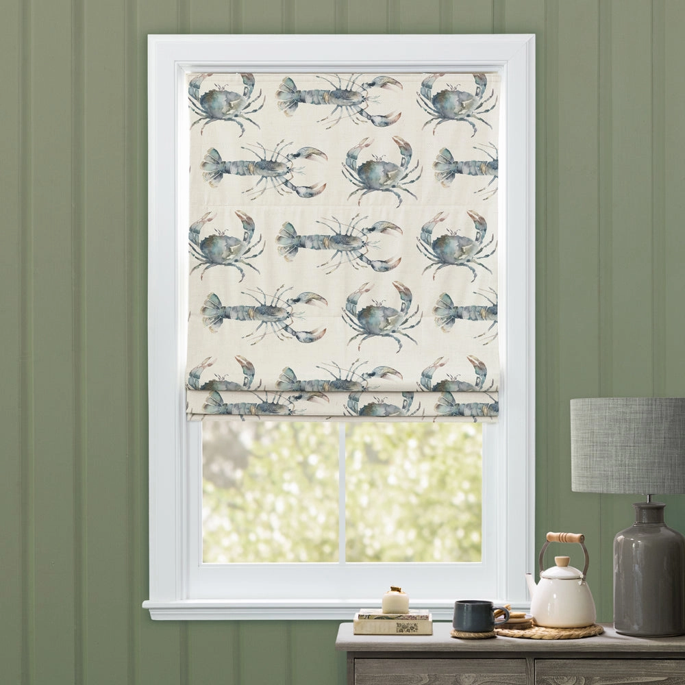 Crustaceans Printed Cotton Made to Measure Roman Blinds Slate