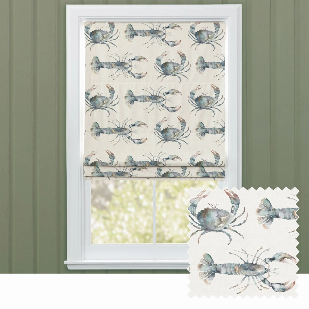 Crustaceans Printed Cotton Made to Measure Roman Blinds Slatebedding sets ,throw blankets 