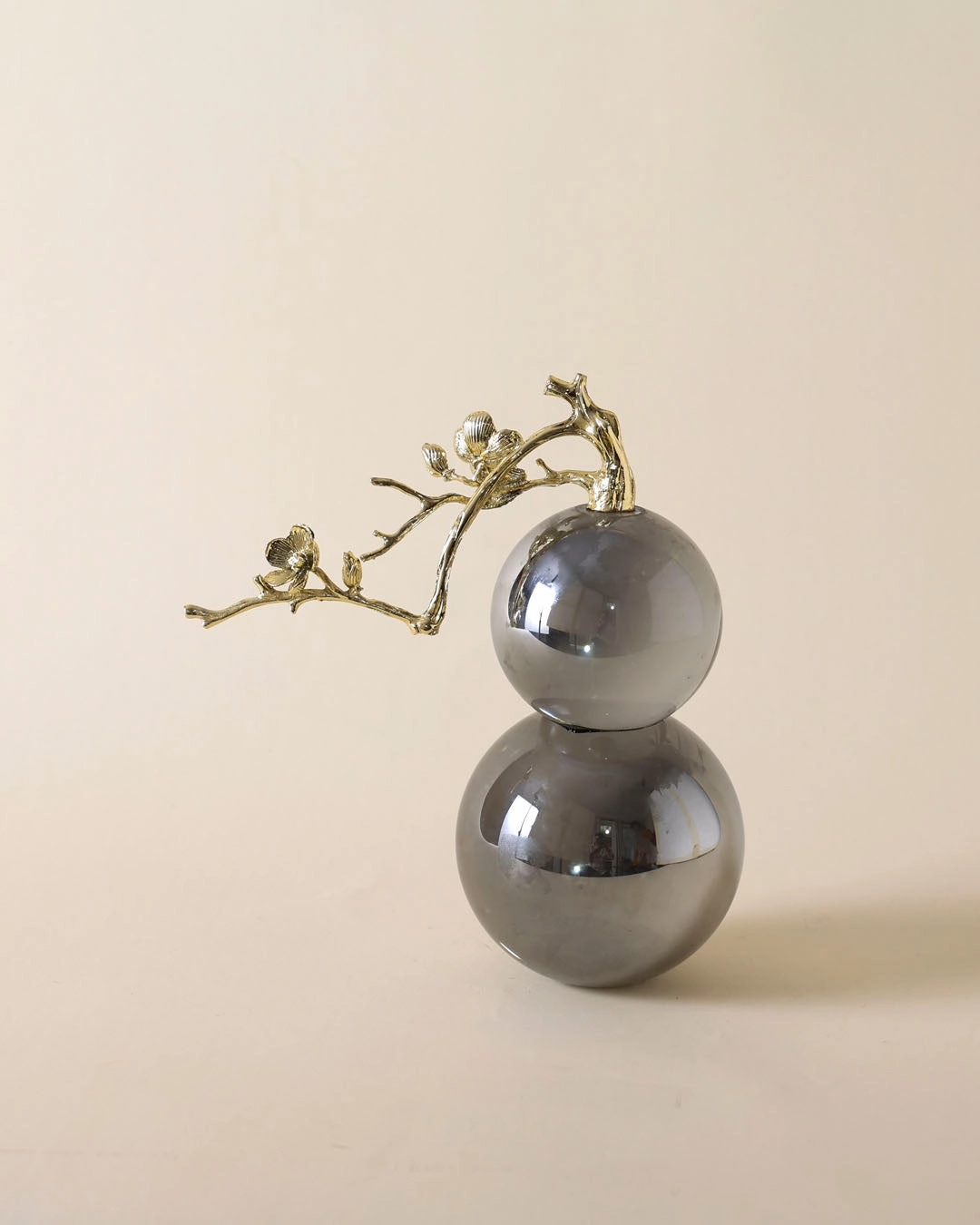 Crystal Sphere With Gold Branch Tabletop Accent