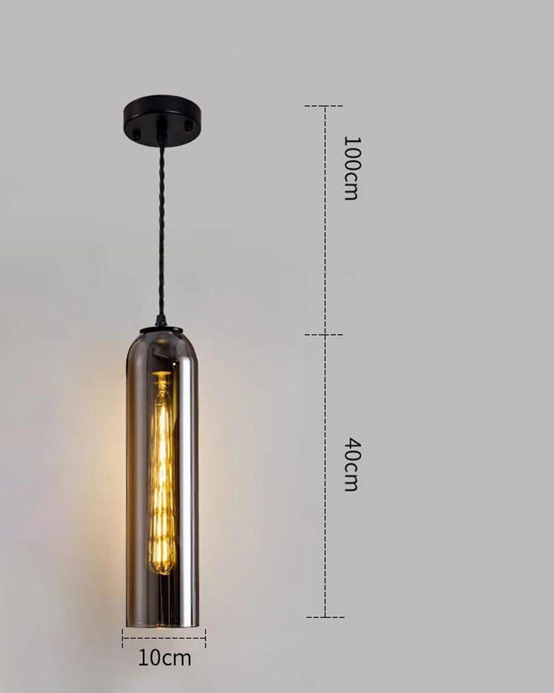Cylinder Glass Pendant Light - Smoke