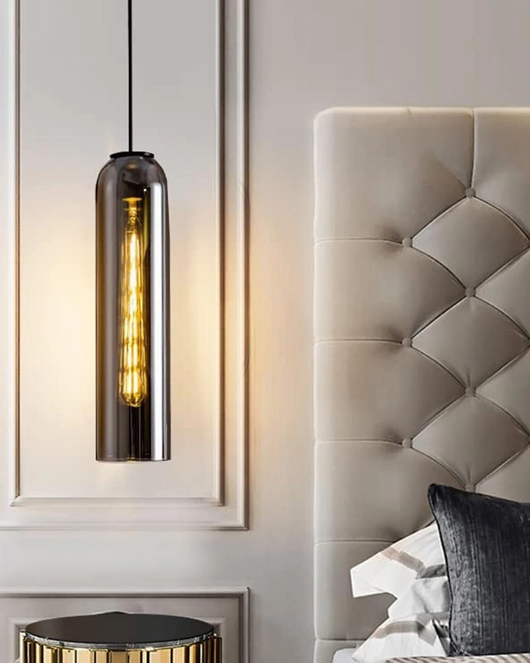 Cylinder Glass Pendant Light - Smoke