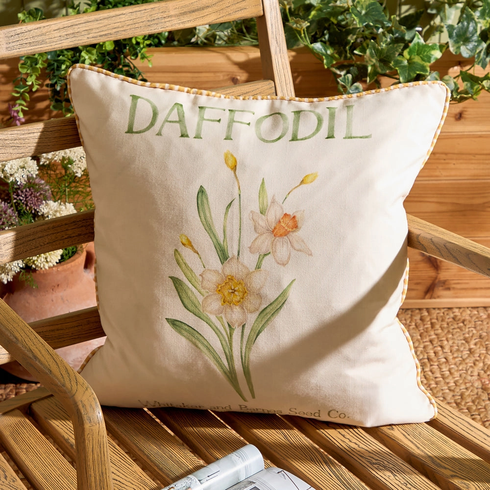 Daffodil Printed Outdoor Cushion Yellowbedding sets ,throw blankets 
