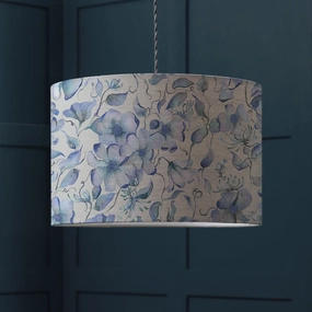 Daphne Eva Printed Lamp Shade Delft Bluereplacement lampshade,White Linen Drum Lampshade for Table or Floor Lamp