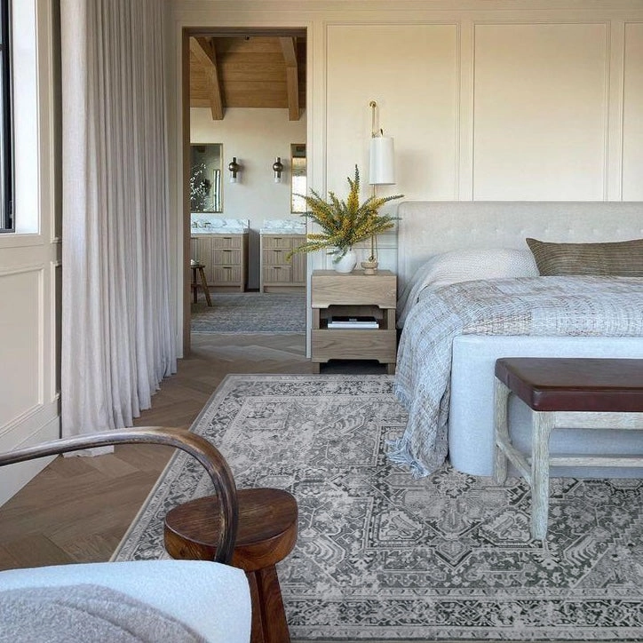 Darius Beige and Grey Persian Rugmodern color block patchwork rug