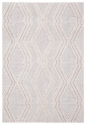 Dayna Ivory and Grey Textured Diamond Tribal Rugmodern color block patchwork rug