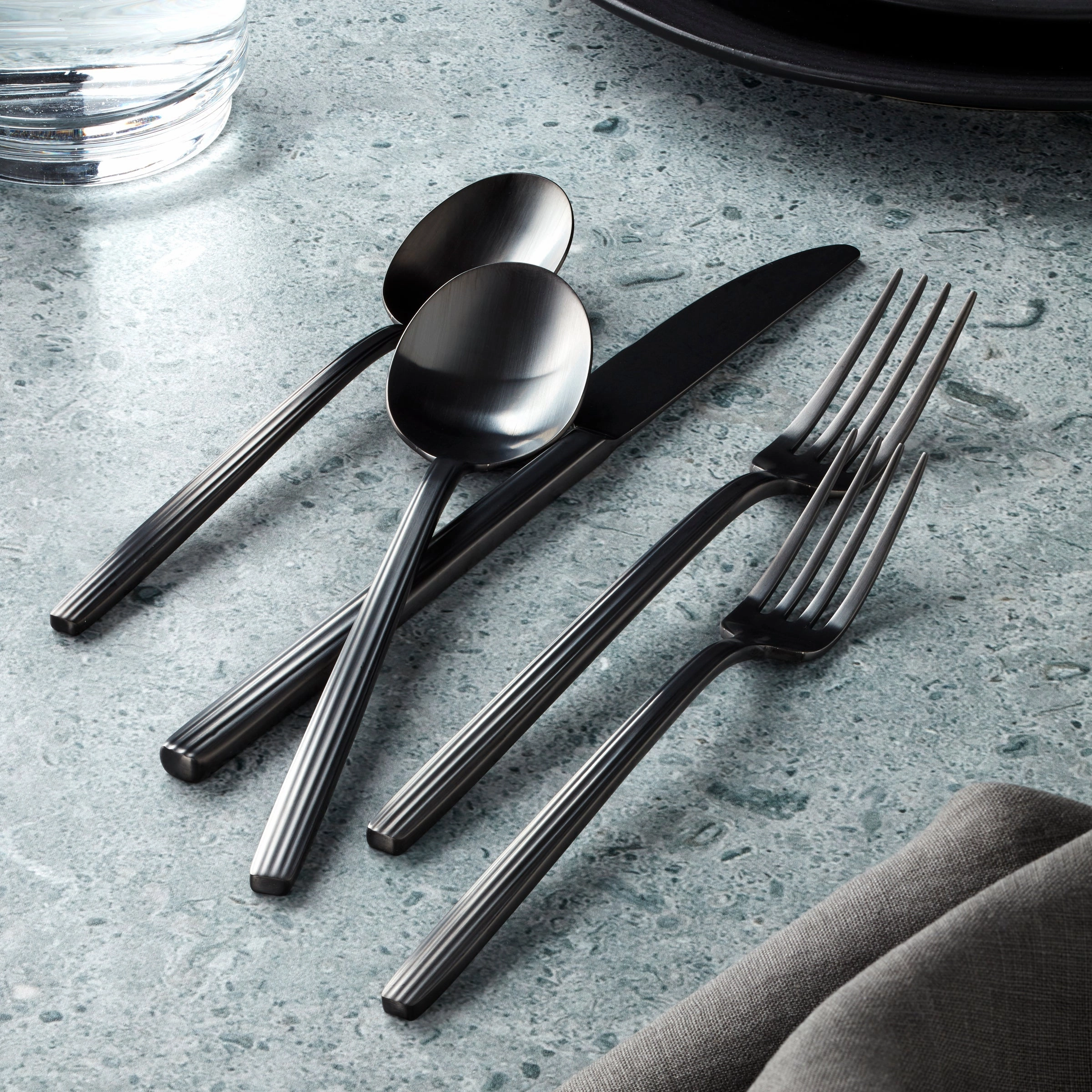 Dean Black Satin 20 Piece Flatware Set