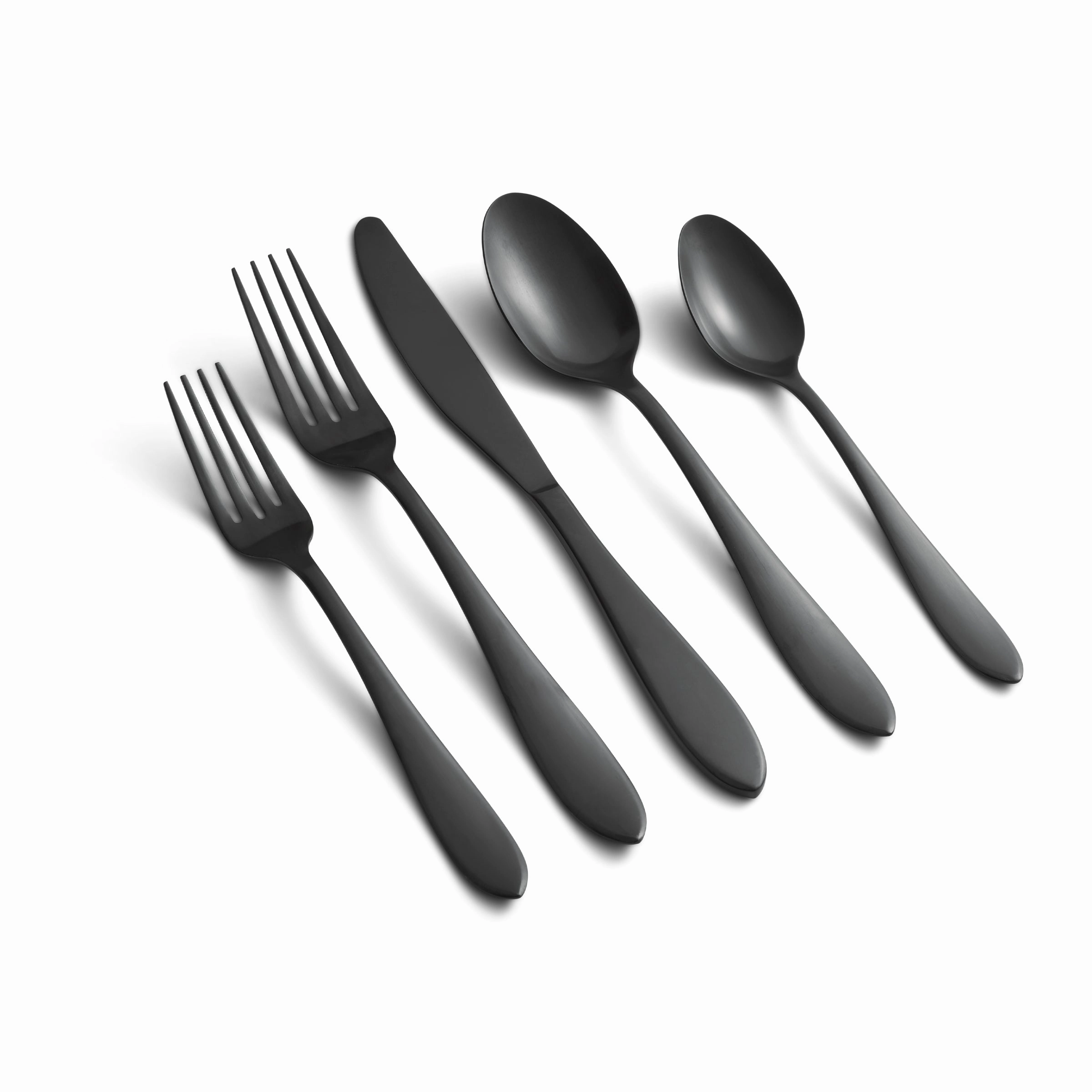 Delia Black Satin 20 Piece Flatware Seteco-friendly bamboo fiber tableware set 