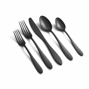 Delia Black Satin 20 Piece Flatware Seteco-friendly bamboo fiber tableware set 