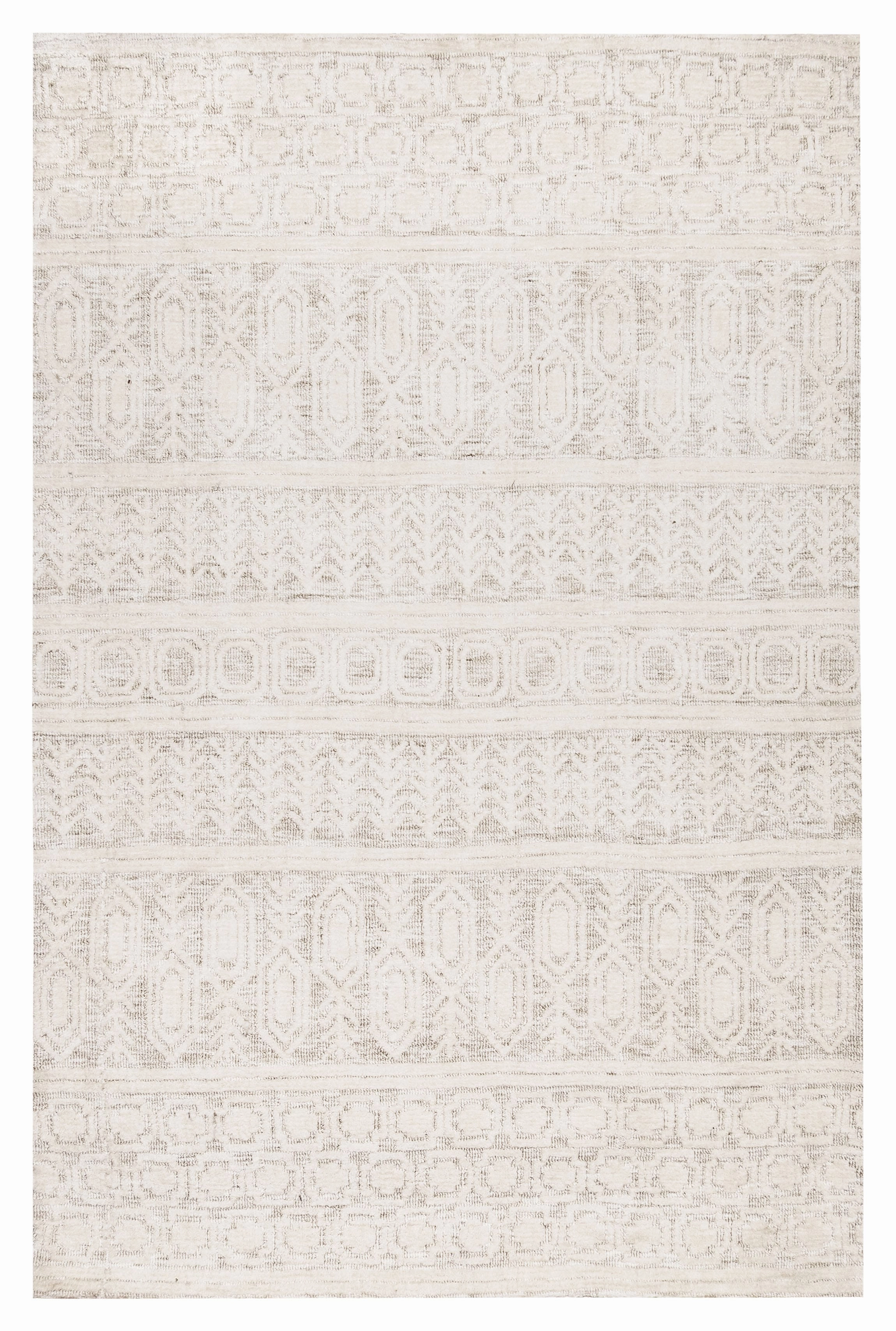 Delphine Ivory and Beige Tribal Transitional Rugmodern color block patchwork rug