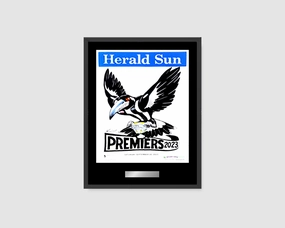 DELUXE COLLINGWOOD MAGPIES OFFICIAL HERALD SUN 2023 FRAMED POSTERhandmade souvenirs