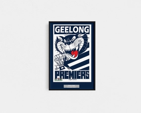 DELUXE GEELONG CATS OFFICIAL WEG ART  2022 FRAMED POSTERhandmade souvenirs