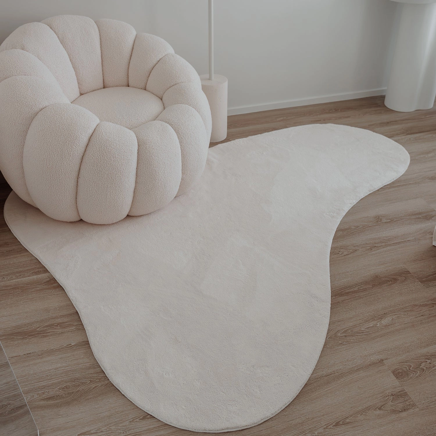 Demi Neutral Cream Irregular Shape Washable Rug