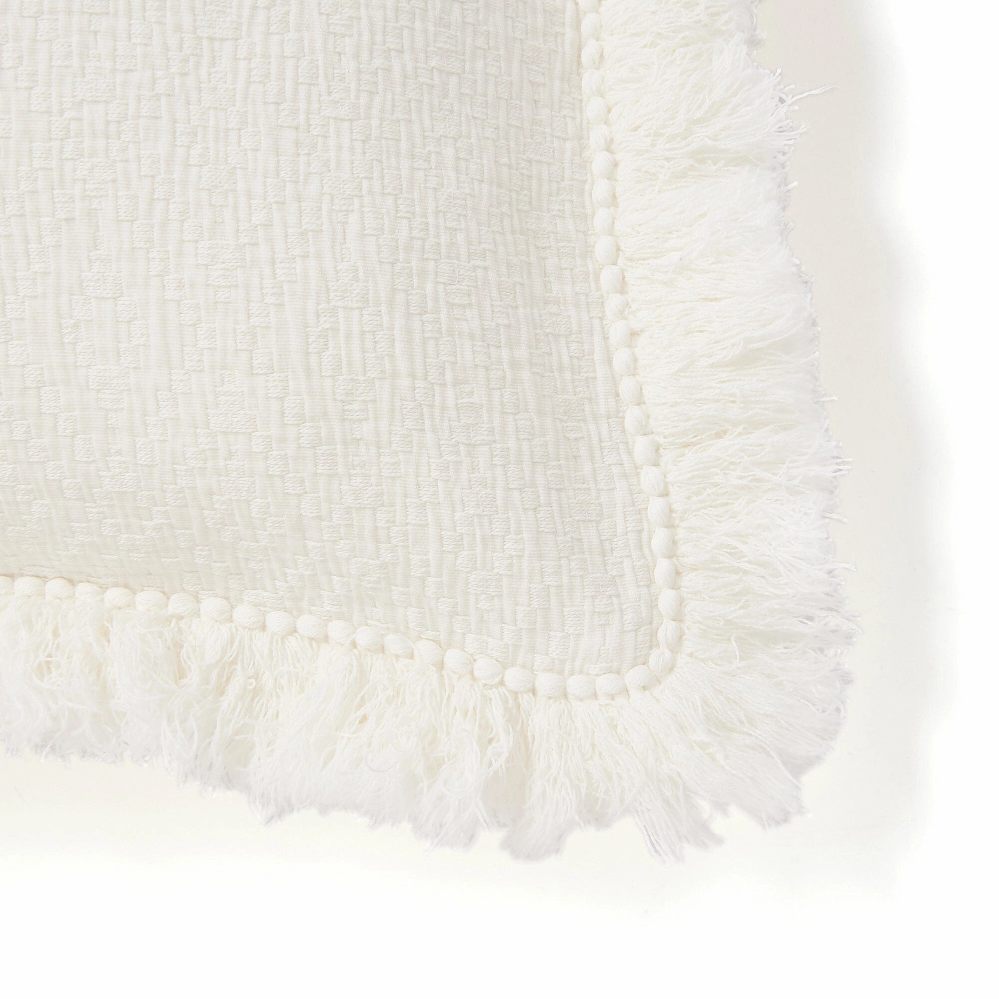 Diamond Fringe Cushion Cover 600 X 600 White