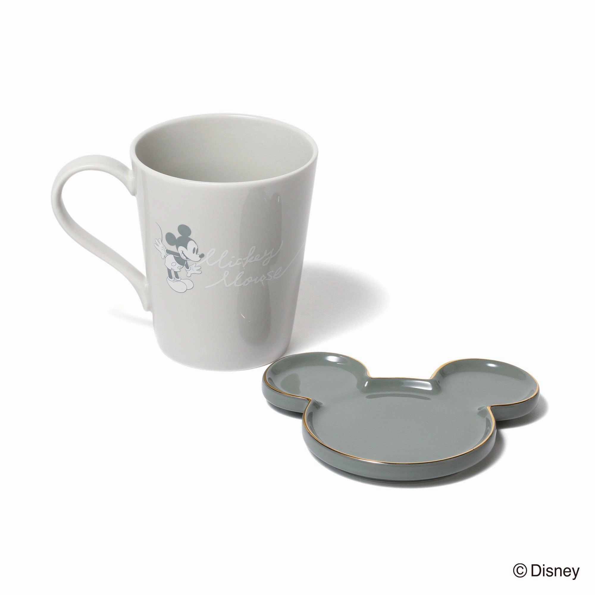 Disney Pair Mug Face Plate Pink X Gray