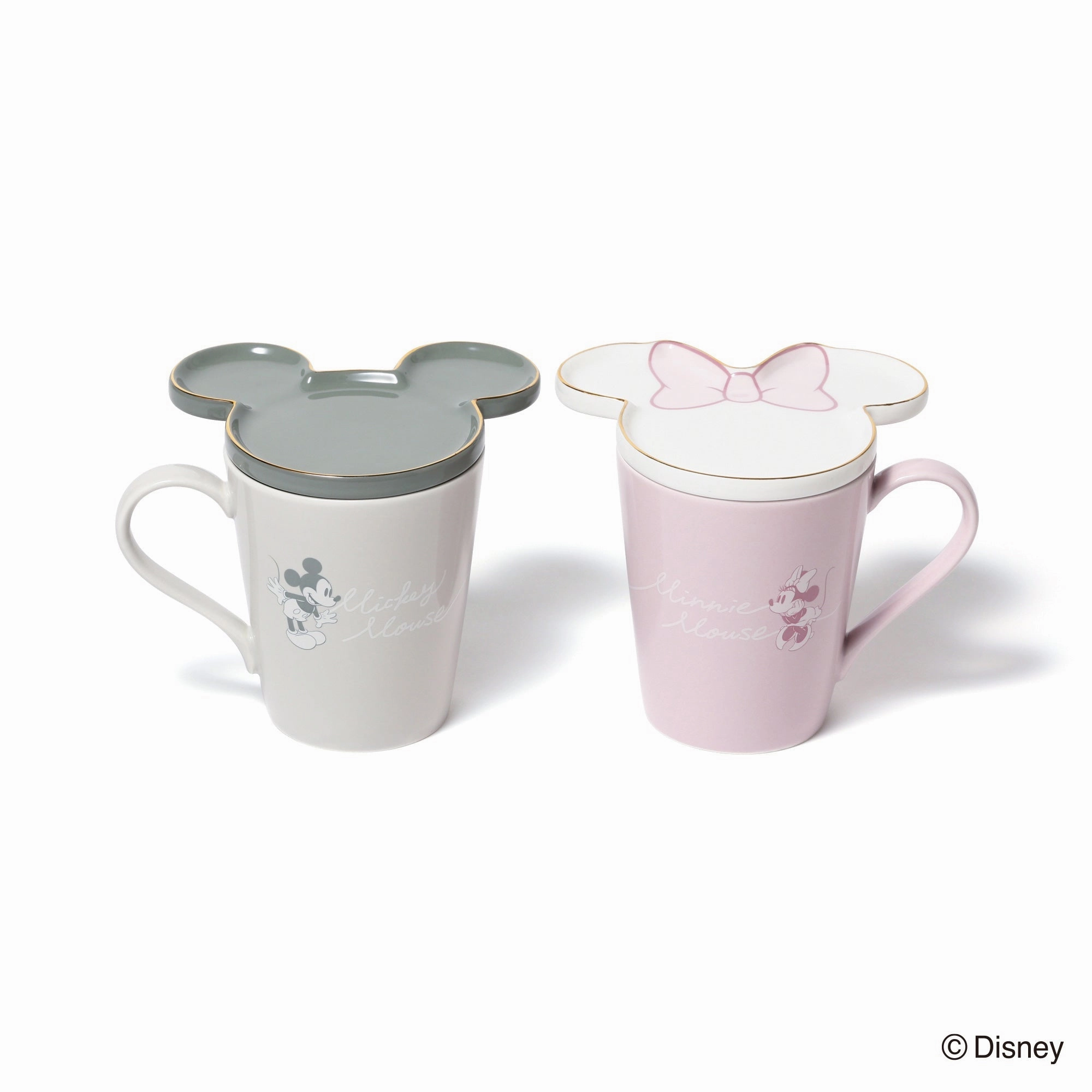 Disney Pair Mug Face Plate Pink X Gray