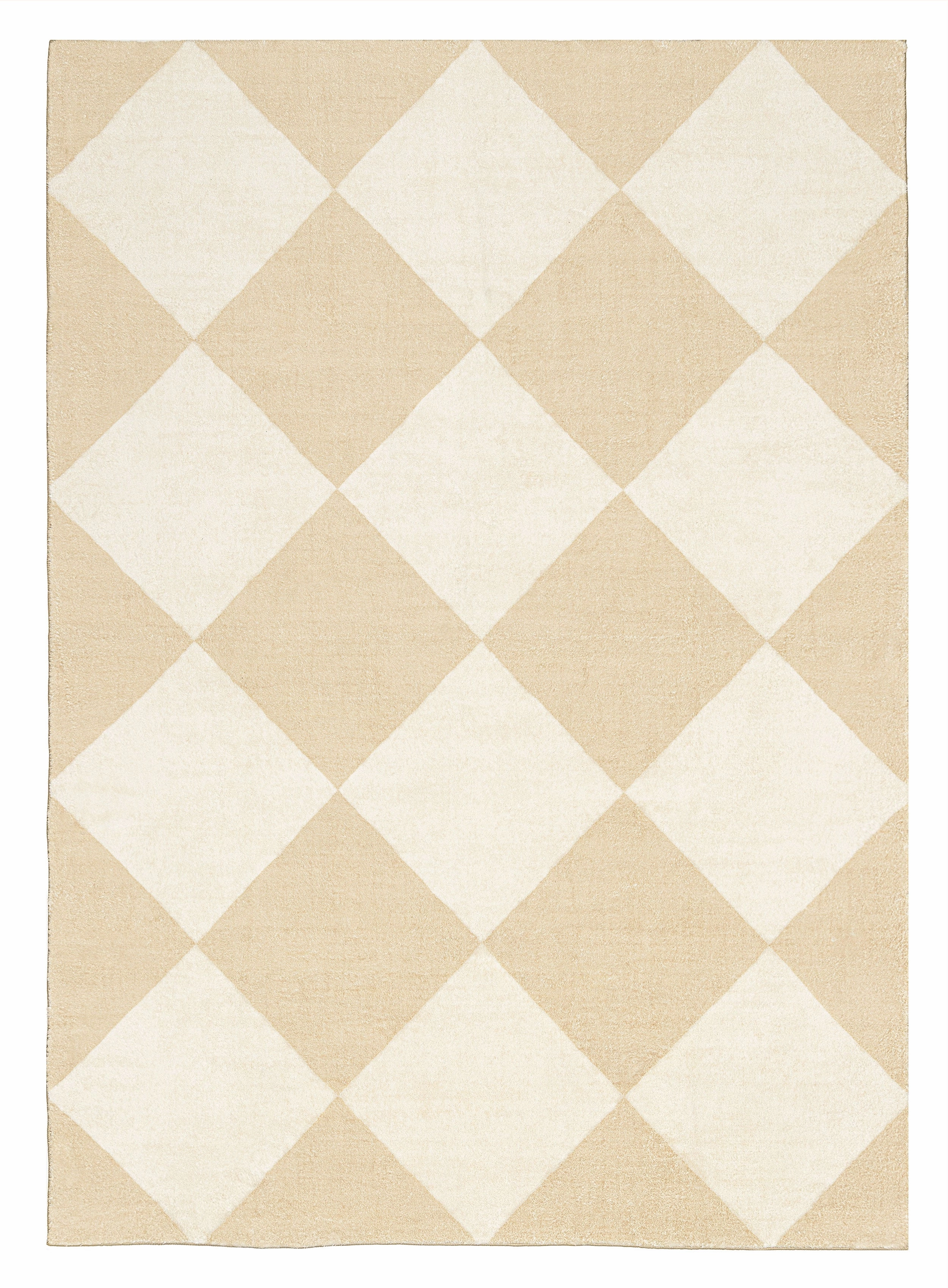 Doutzen Beige Cream Checkered Washable Rugmodern color block patchwork rug