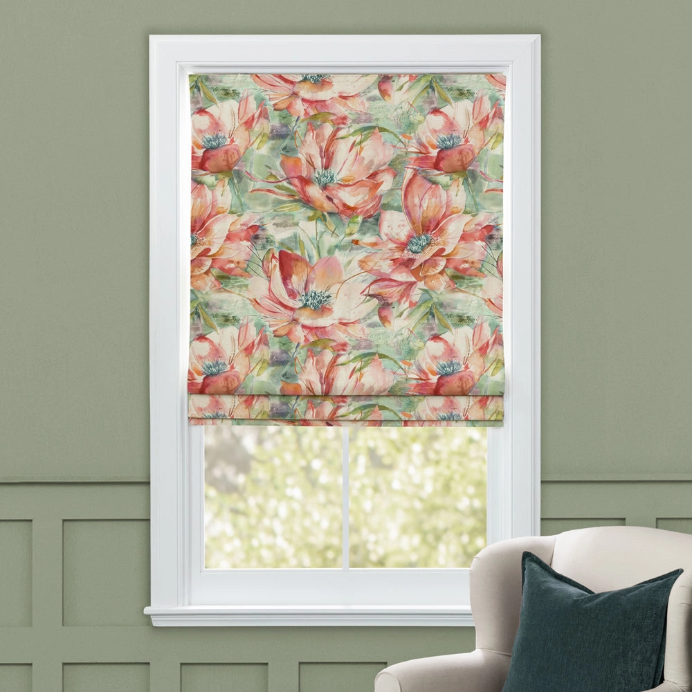 Dusky Blooms Printed Cotton Made to Measure Roman Blinds Russett