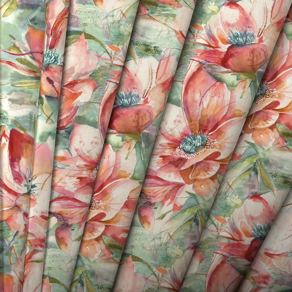 Dusky Blooms Printed Cotton Made to Measure Roman Blinds Russett