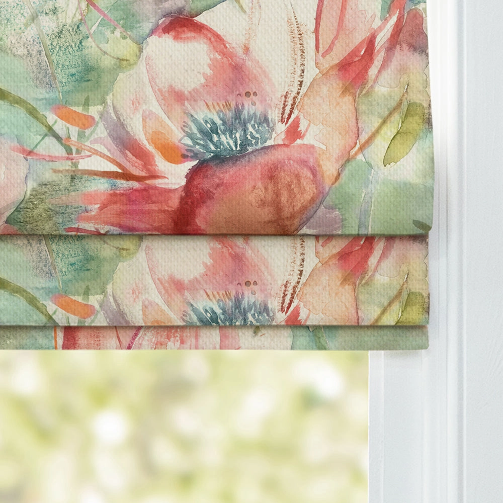 Dusky Blooms Printed Cotton Made to Measure Roman Blinds Russett