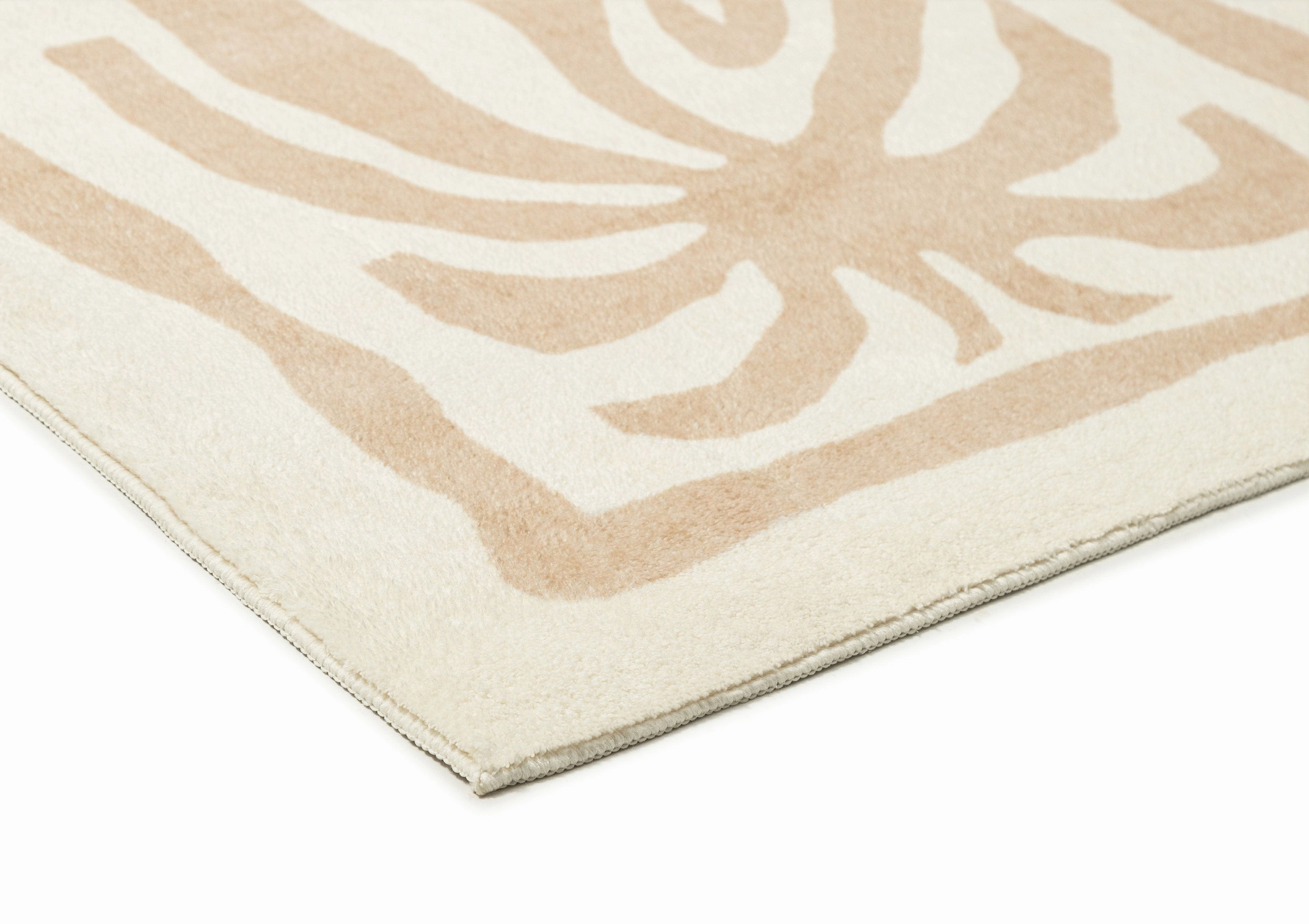Edna Beige Cream Waves and Palms Washable Rug
