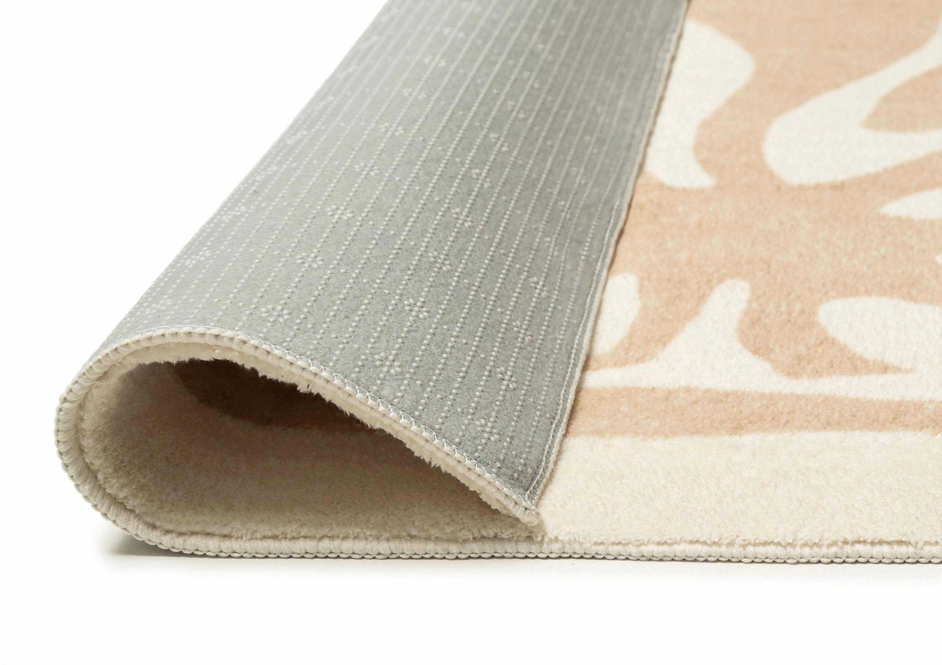 Edna Beige Cream Waves and Palms Washable Rug