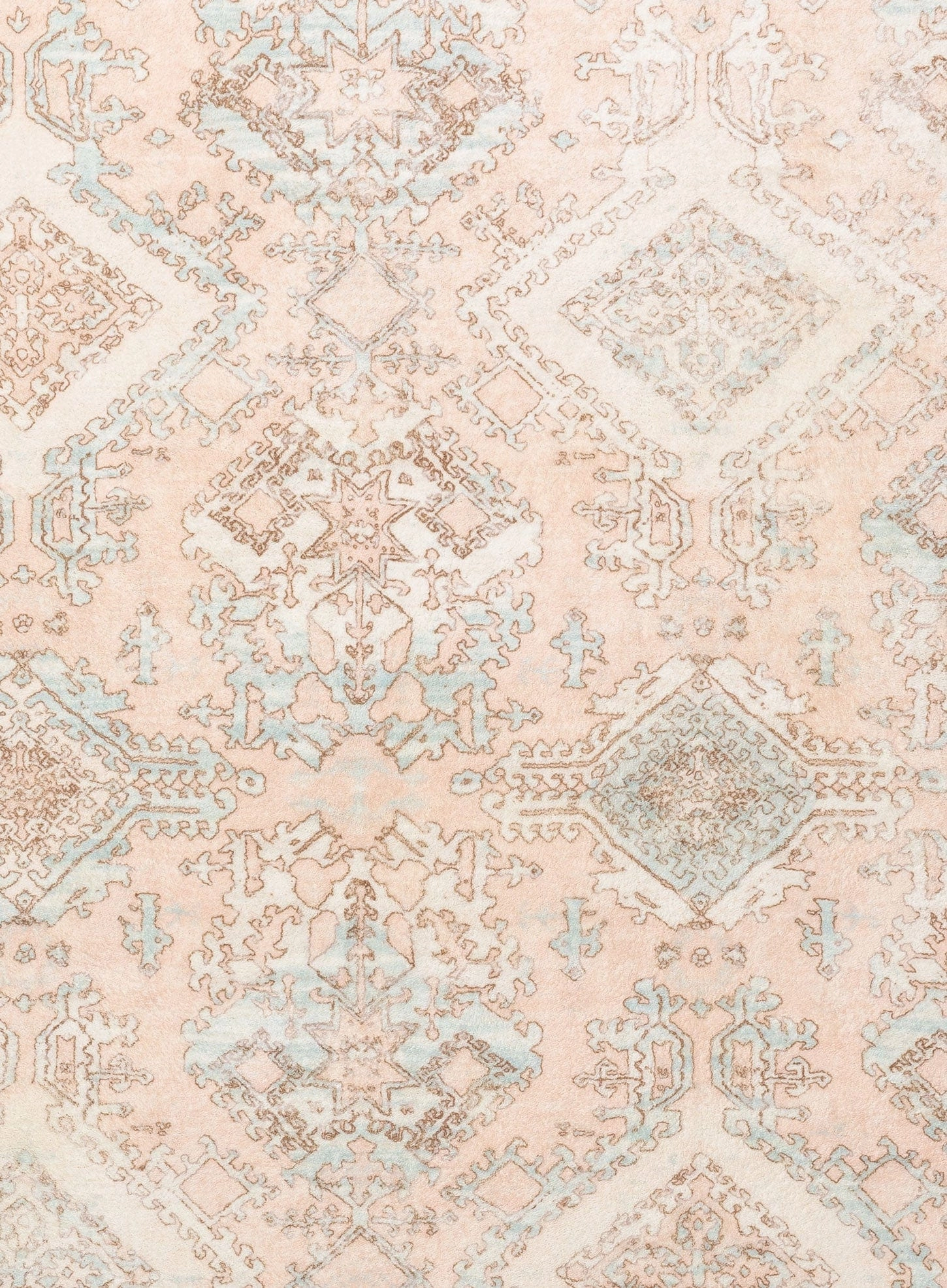 Edwina Peach and Blue Distressed Washable Rug