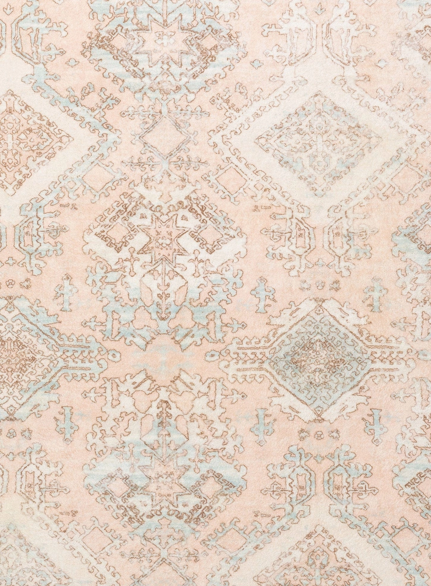 Edwina Peach and Blue Distressed Washable Rug