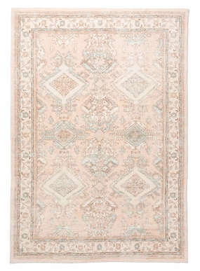 Edwina Peach and Blue Distressed Washable Rugmodern color block patchwork rug
