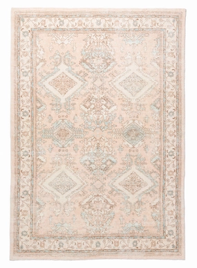 Edwina Peach and Blue Distressed Washable Rugmodern color block patchwork rug