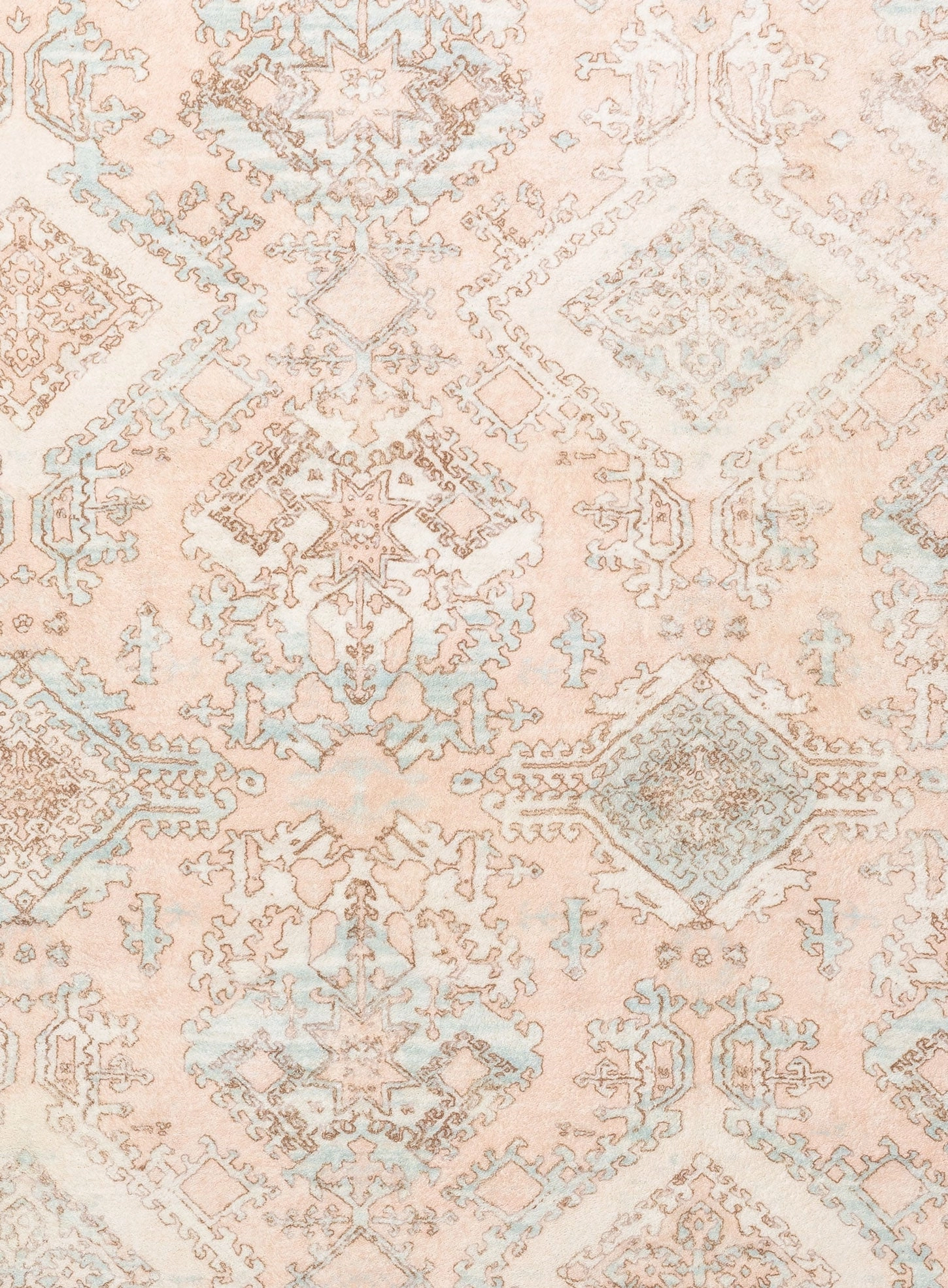 Edwina Peach and Blue Washable Round Rug