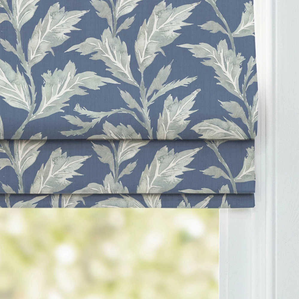 Eildon Printed Cotton Made to Measure Roman Blinds Navy