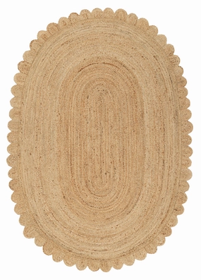 Ejiya Natural Brown Scalloped Jute Oval Rugmodern color block patchwork rug